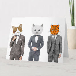 大きなスーツを着た猫誕生日カード カード