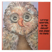 大きなセラミックおもしろいタイルお洒落かわいいフクロウ！ タイル (正面)