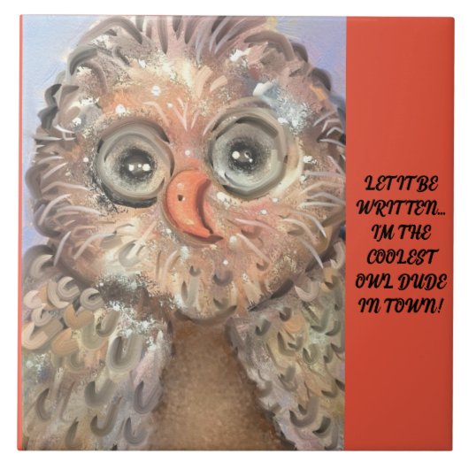 大きなセラミックおもしろいタイルお洒落かわいいフクロウ! タイル (正面)