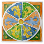 大きなセラミックタイルシチリア – スタイル"Erice"緑 タイル (正面)