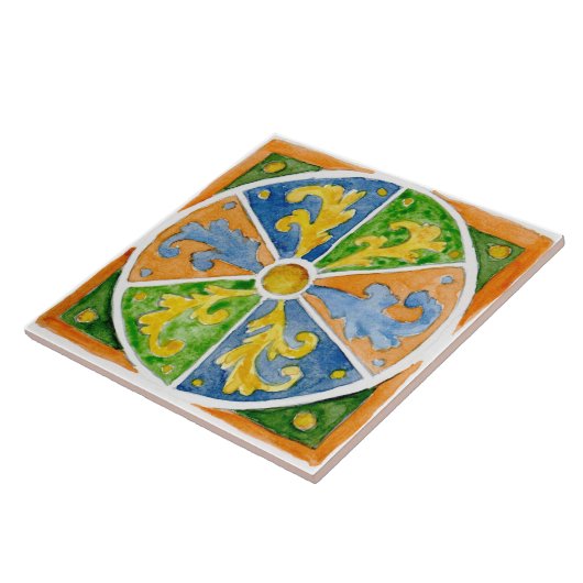 大きなセラミックタイルシチリア – スタイル"Erice"緑 タイル (側面)