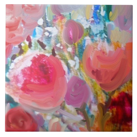 大きなセラミックタイル、ゴージャスなオリジナルフローラ! タイル (正面)