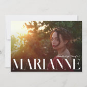 大きなセリフ名写真卒業 招待状 (正面)