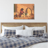 大きなタンバリンを持つサルと犬 キャンバスプリント (インサイチュ (寝室))