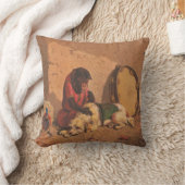 大きなタンバリンを持つサルと犬 クッション (ブランケット)