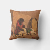 大きなタンバリンを持つサルと犬 クッション (裏面)