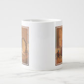 大きなタンバリンを持つサルと犬 ジャンボコーヒーマグカップ (正面)