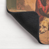 大きなタンバリンを持つサルと犬 マウスパッド (コーナー)