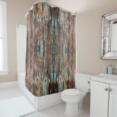 大きなターコイズのフレーク付き木絵を描板 シャワーカーテン (インサイチュ)
