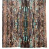 大きなターコイズのフレーク付き木絵を描板 シャワーカーテン (正面)