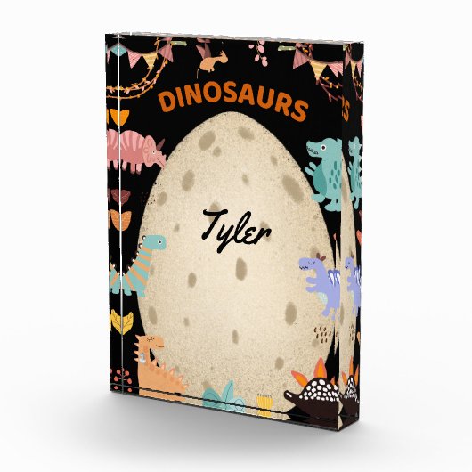 大きなダイノ卵で愛らしい水彩恐竜 フォトブロック (右)