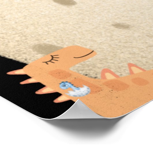 大きなダイノ卵で愛らしい水彩恐竜 ポスター (角)