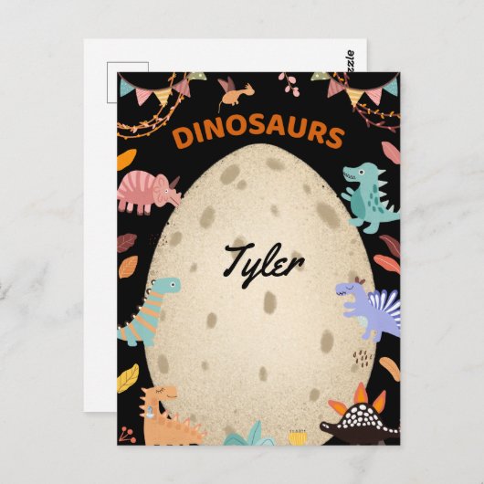 大きなダイノ卵で愛らしい水彩恐竜 ポストカード (正面/裏面)