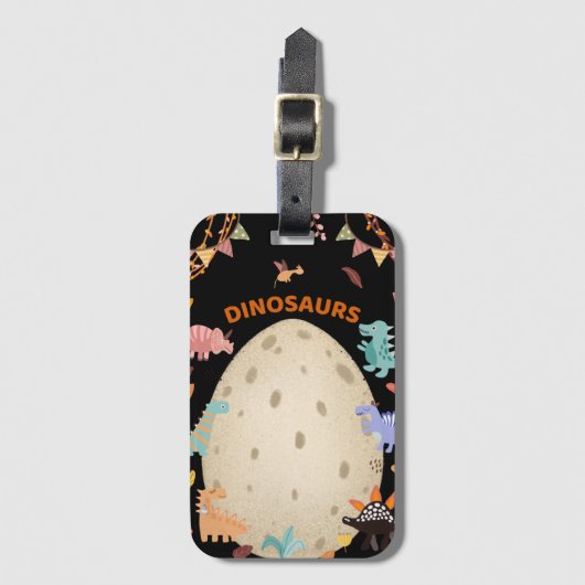 大きなダイノ卵で愛らしい水彩恐竜 ラゲッジタグ (正面縦)