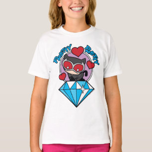大きなダイヤモンドの上に座るちび猫女 Tシャツ