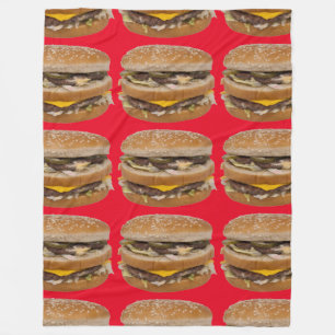 大きなダブルチーズバーガー赤い毛布 フリースブランケット
