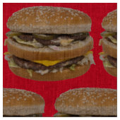 大きなダブルチーズバーガー赤い生地 ファブリック (クローズアップ)