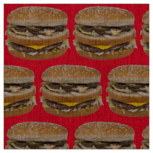 大きなダブルチーズバーガー赤い生地 ファブリック