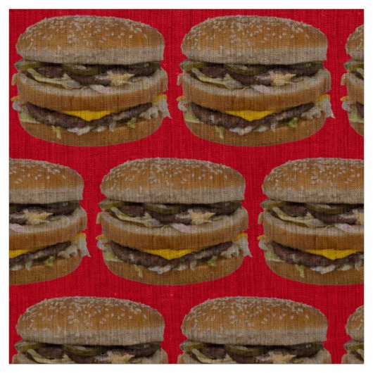 大きなダブルチーズバーガー赤い生地 ファブリック (見本)