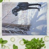 大きなダンがそれを雪のクリスマスに手放す キッチンタオル (折り畳み)