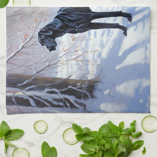 大きなダンがそれを雪のクリスマスに手放す キッチンタオル (折り畳み)