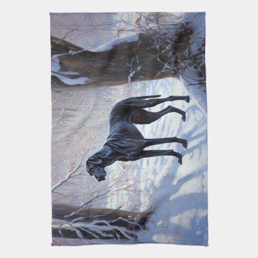 大きなダンがそれを雪のクリスマスに手放す キッチンタオル (縦)