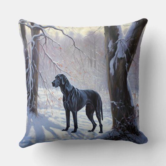 大きなダンがそれを雪のクリスマスに手放す クッション (裏面)