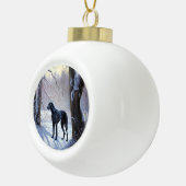 大きなダンがそれを雪のクリスマスに手放す セラミックボールオーナメント (右)
