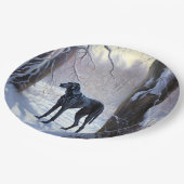 大きなダンがそれを雪のクリスマスに手放す ペーパープレート (アングル)