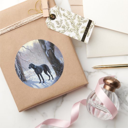 大きなダンがそれを雪のクリスマスに手放す ラウンドシール (ギフト)