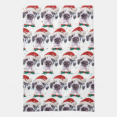 大きなダン犬がクリスマススターを育てる キッチンタオル (縦)