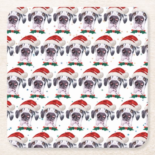 大きなダン犬がクリスマススターを育てる スクエアペーパーコースター (正面)