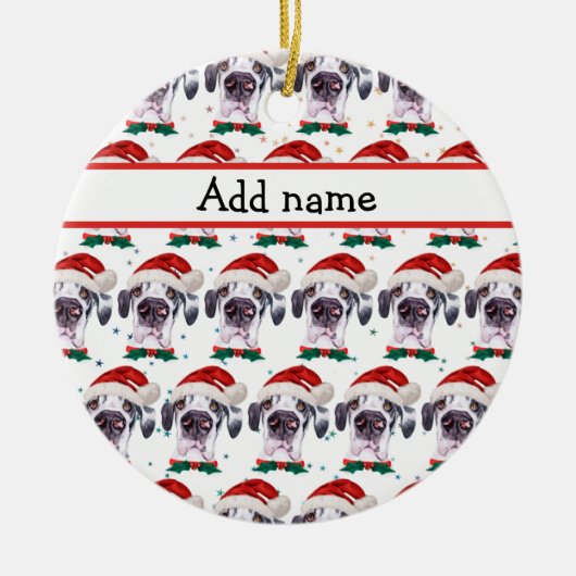 大きなダン犬がクリスマススターを育てる セラミックオーナメント (正面)