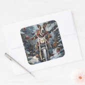 大きなダン犬オートバイクリスマスに乗る スクエアシール (封筒)