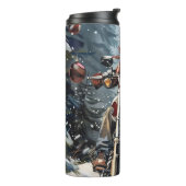 大きなダン犬オートバイクリスマスに乗る タンブラー (回転左)