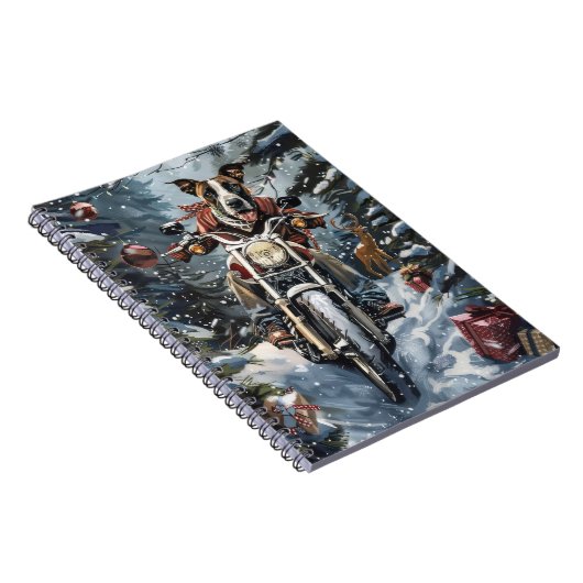 大きなダン犬オートバイクリスマスに乗る ノートブック (右側)