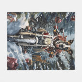 大きなダン犬オートバイクリスマスに乗る フリースブランケット (正面(横))