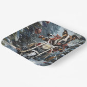 大きなダン犬オートバイクリスマスに乗る ペーパープレート (傾斜あり)