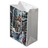 大きなダン犬オートバイクリスマスに乗る ミディアムペーパーバッグ (正面アングル)