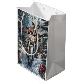 大きなダン犬オートバイクリスマスに乗る ミディアムペーパーバッグ (裏面アングル)