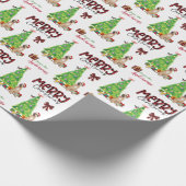 大きなダン犬、鳥、クリスマスツリー ラッピングペーパー (角)