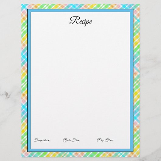 大きなチェック柄のレシピ便箋 (裏面)