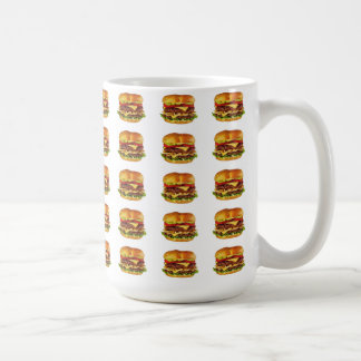 大きなチーズバーガーと紅茶がたくさん コーヒーマグカップ