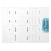 大きなティア遠くにグロッサリーリストターコイズ水色 ノートパッド (正面)