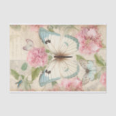 大きなティール(緑がかった色)クリーム蝶の巨大なピンクの花 薄葉紙 (正面)