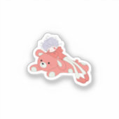 大きなテディベアを抱きしめる眠そうな少年 シール (正面)