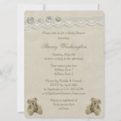 大きなテディベアヴィンテージレースベビーシャワー 招待状 (裏面)