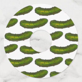 大きなディルのカリカリのグリーンコーシェースピックルの一種 ワイングラスタグ