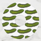 大きなディルのカリカリのグリーンコーシェースピックルの一種 ワイングラスタグ (正面)