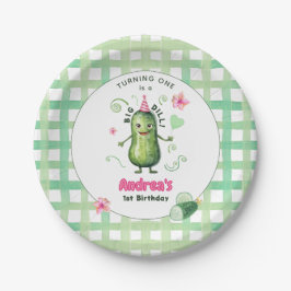 大きなディルピクルス1歳の誕生日 ピンク ペーパープレート